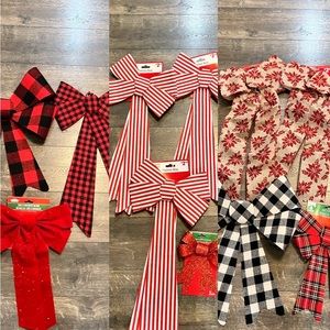 Lot of 11 Large Decorative Christmas Bows NEW